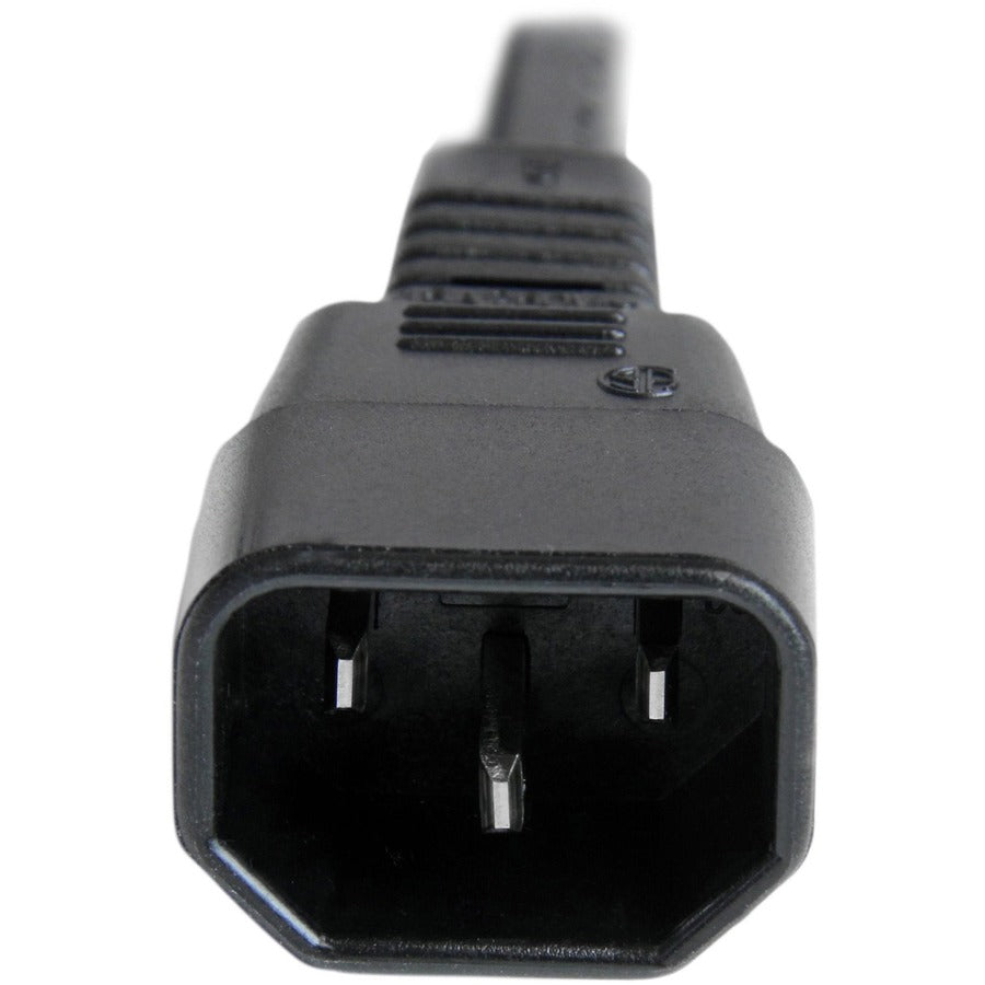 StarTech.com 6ft (1.8m) Heavy Duty Extension Cord, IEC C14 to IEC C15 Black Extension Cord, 15A 250V, 14AWG, Heavy Gauge Power Cable — PXTC14C156