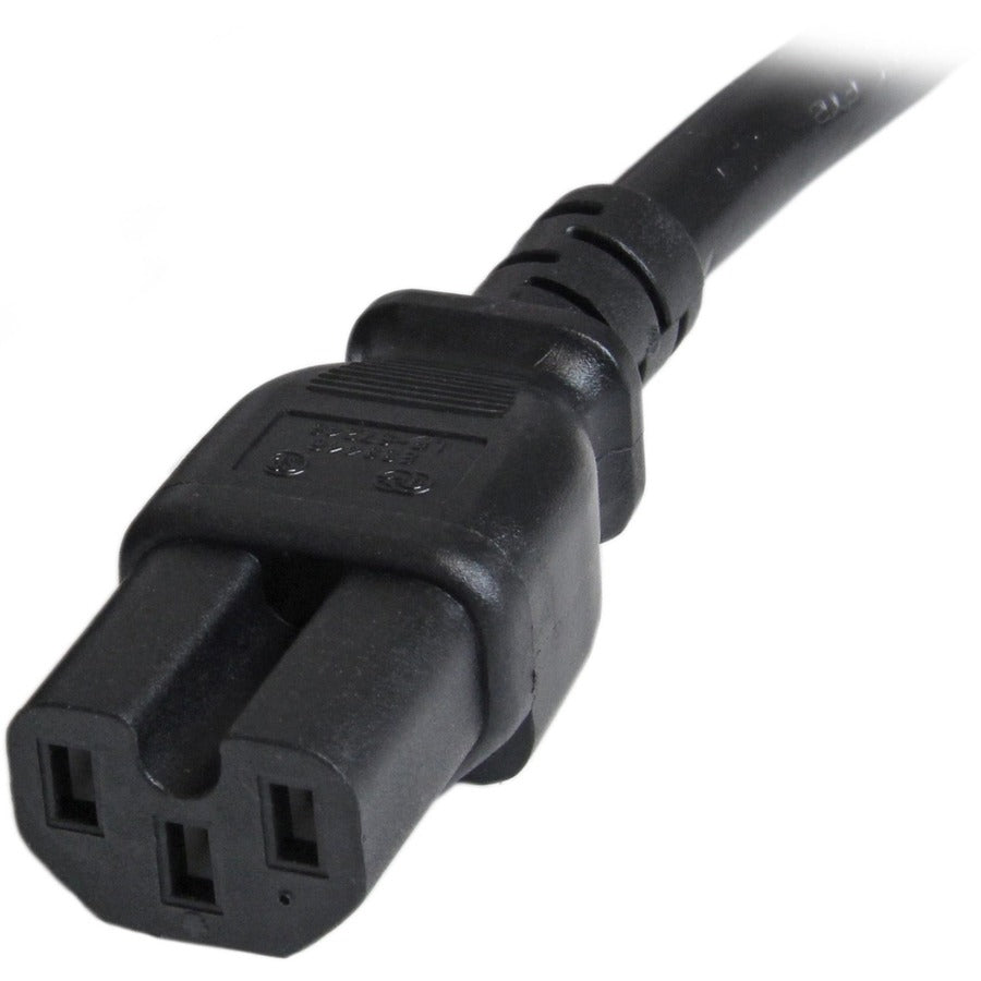 StarTech.com 6ft (1.8m) Heavy Duty Extension Cord, IEC C14 to IEC C15 Black Extension Cord, 15A 250V, 14AWG, Heavy Gauge Power Cable — PXTC14C156