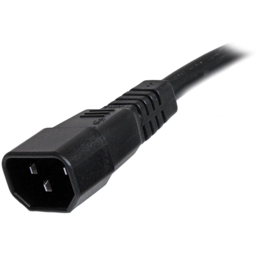 StarTech.com 6ft (1.8m) Heavy Duty Extension Cord, IEC C14 to IEC C15 Black Extension Cord, 15A 250V, 14AWG, Heavy Gauge Power Cable — PXTC14C156