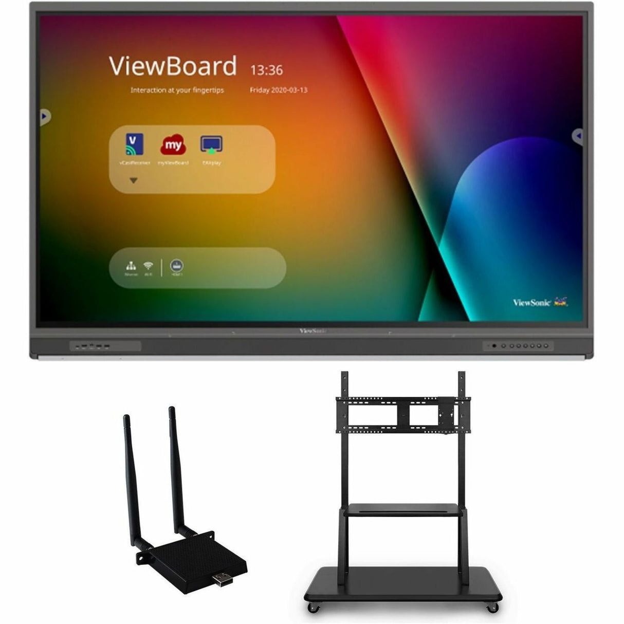 ViewSonic ViewBoard IFP6552-1C-E2 - 4K Interactive Display with WiFi Adapter, Mobile Trolley Cart - 400 cd/m2 - 65" — IFP6552-1C-E1