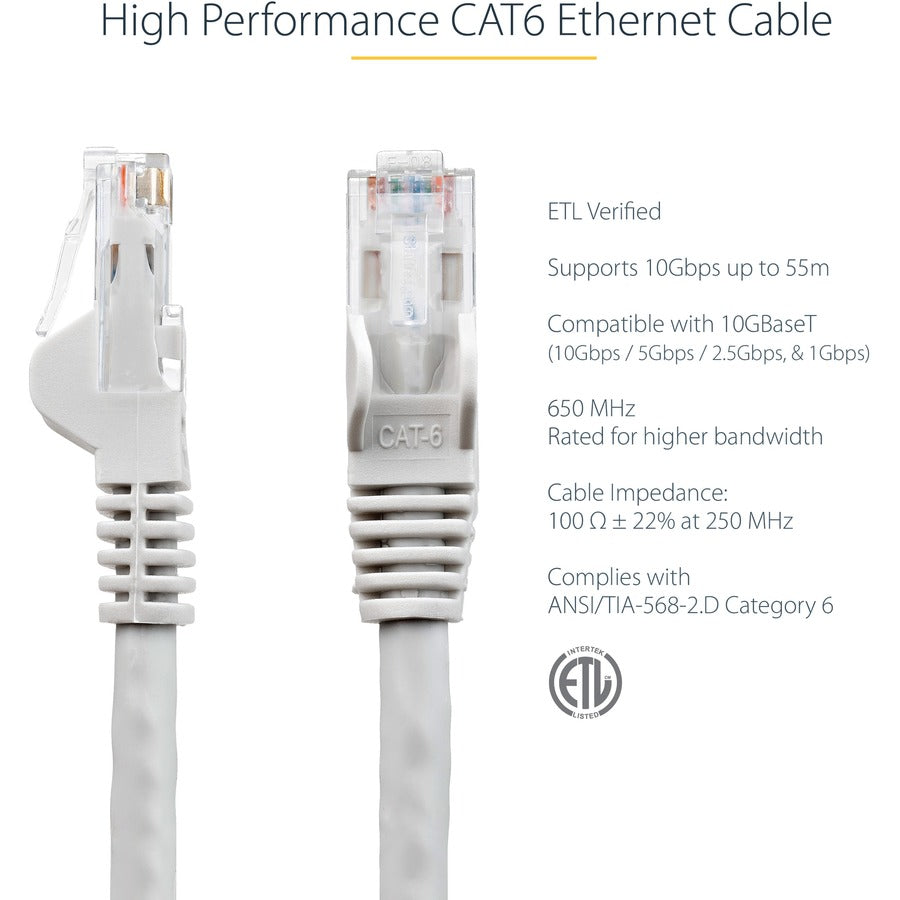 StarTech.com 10ft CAT6 Ethernet Cable - Gray Snagless Gigabit - 100W PoE UTP 650MHz Category 6 Patch Cord UL Certified Wiring/TIA — N6PATCH10GR