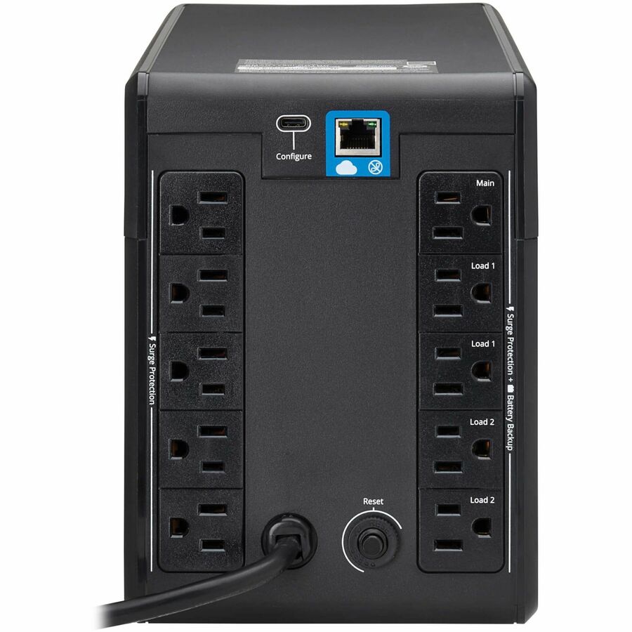 Eaton Tripp Lite Series 750VA 500W 120V Line-Interactive Cloud-Connected UPS with Remote Monitoring - 10 NEMA 5-15R Outlets (5 Surge + 5 Surge and Battery Backup), LCD, 5-15P Plug, Tower — SMART750LCDTNC