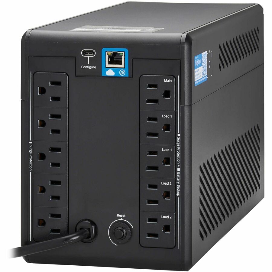 Eaton Tripp Lite Series 750VA 500W 120V Line-Interactive Cloud-Connected UPS with Remote Monitoring - 10 NEMA 5-15R Outlets (5 Surge + 5 Surge and Battery Backup), LCD, 5-15P Plug, Tower — SMART750LCDTNC