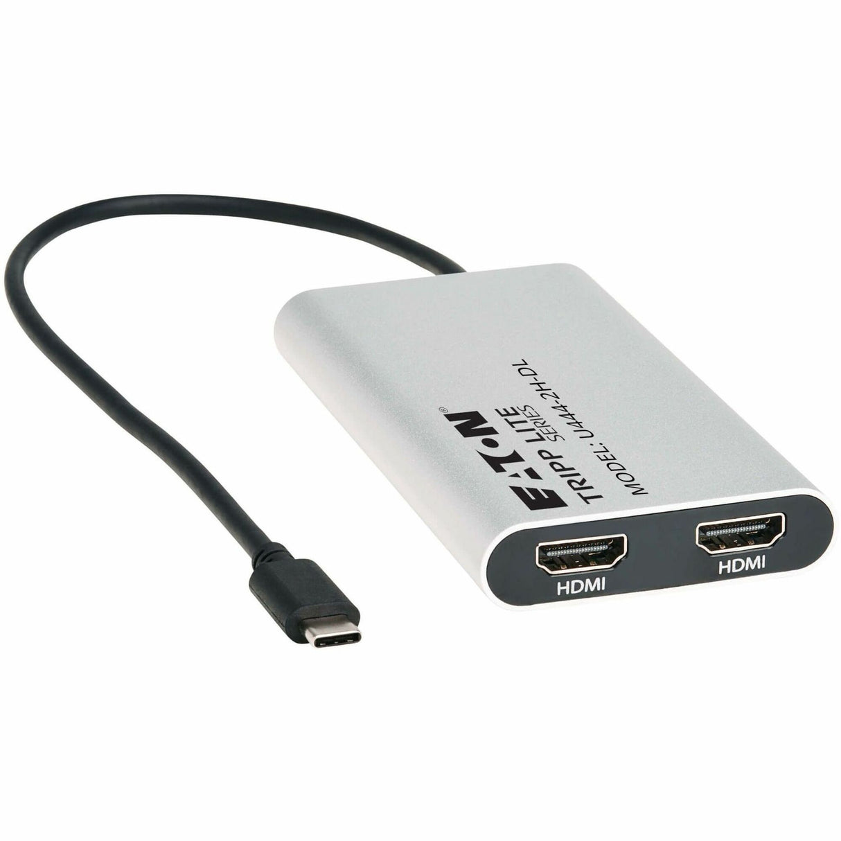 Eaton Tripp Lite Series USB-C Adapter, Dual Display - 4K 60 Hz HDMI, 100W PD Passthrough, Silver, TAA — U444-2H-DL