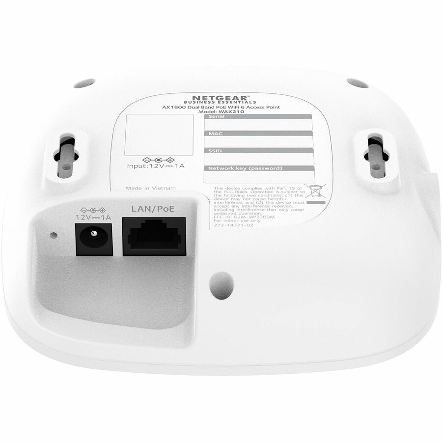 Netgear WAX210 Dual Band Wi-Fi 6 IEEE 802.11 a/b/g/n/ac/ax/e 1.80 Gbit/s Wireless Access Point - Indoor — WAX210-100NAS