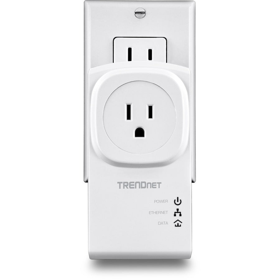 TRENDnet Powerline 500 AV Nano Adapter Kit With Built-In Outlet, Power Outlet Pass-Through, Includes 2 x TPL-407E Adapters, Plug & Play, Ideal For Smart TVs, Gaming, White, TPL-407E2K