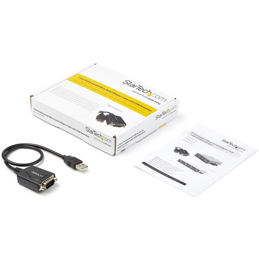 StarTech.com 1ft (30cm) 1-Port Professional USB to Serial Adapter Cable with COM Retention, USB to RS232 Adapter - TAA — ICUSB2321X