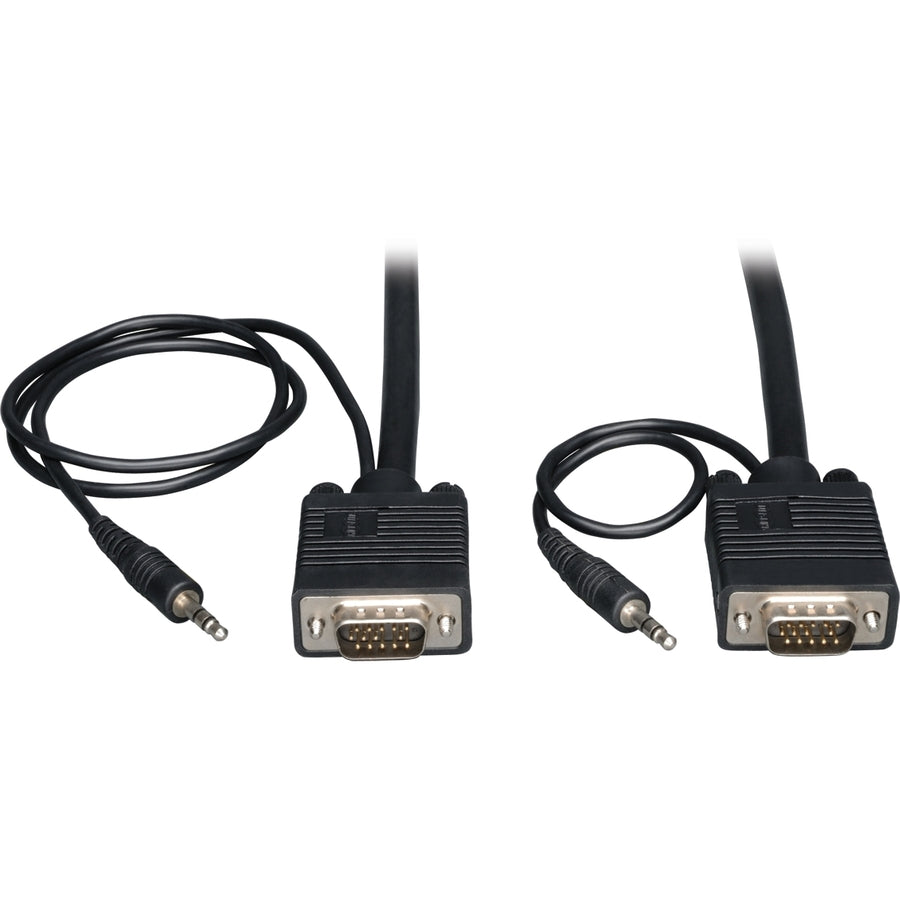 Eaton Tripp Lite Series VGA High-Resolution RGB Coaxial Cable with Audio (HD15 and 3.5mm M/M), 30 ft. (9.14 m) — P504-030