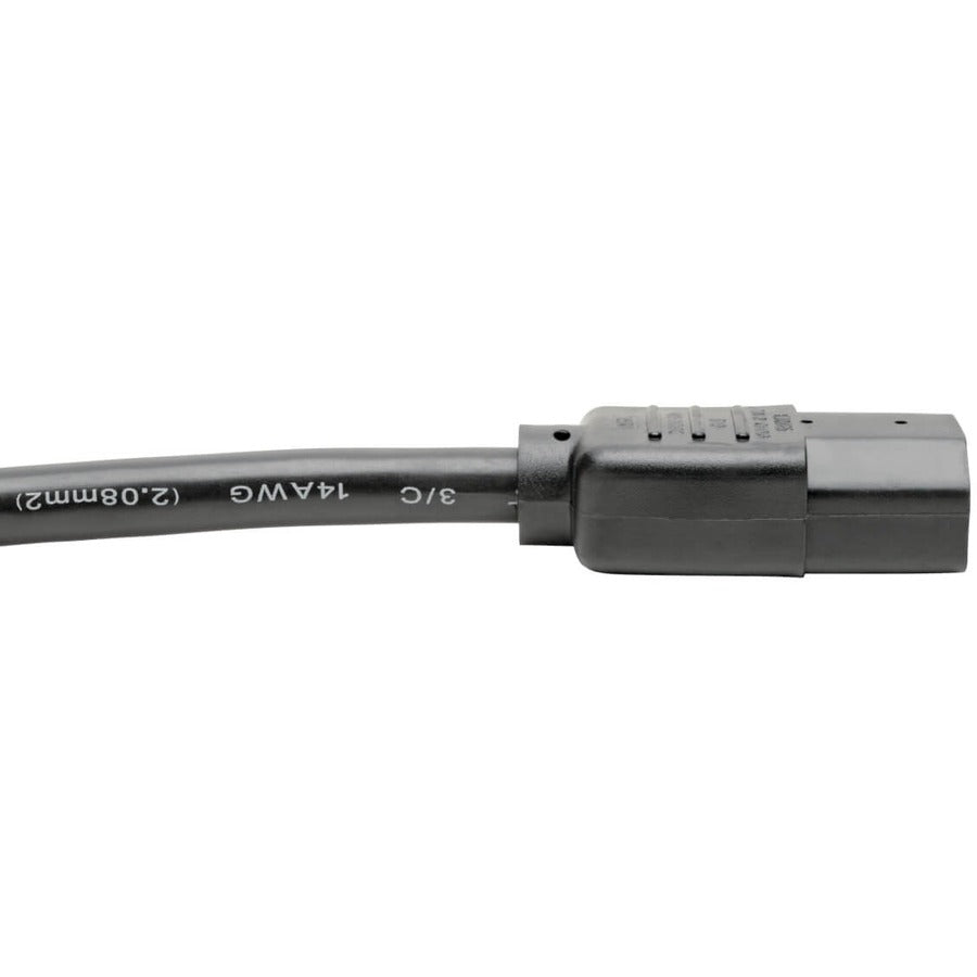 Eaton Tripp Lite Series Heavy-Duty PDU Power Cord, C13 to C14 - 15A, 250V, 14 AWG, 10 ft. (3.05 m), Black — P005-010