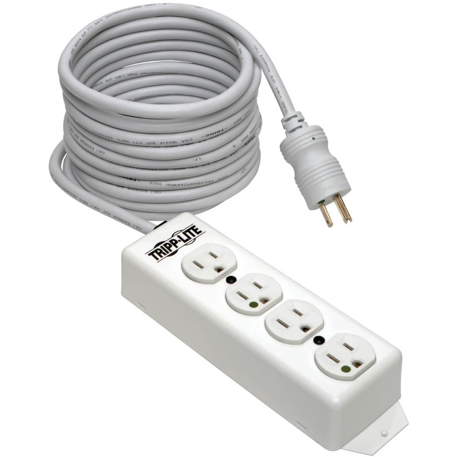 Eaton Tripp Lite Series Safe-IT Medical-Grade Power Strip, UL 1363, 4 Hospital-Grade Outlets, Antimicrobial, 15 ft. (4.57 m) Cord — PS-415-HG