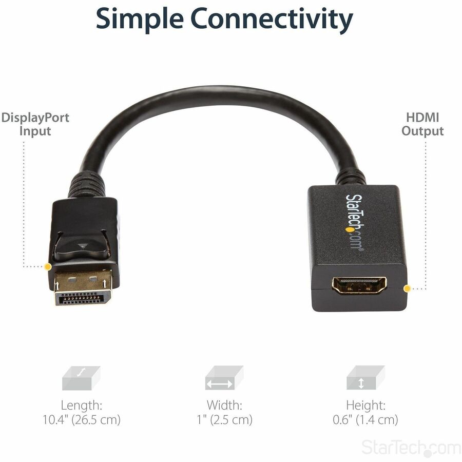 StarTech.com DisplayPort to HDMI Adapter, 1080p DP to HDMI Video Converter, DP to HDMI Monitor/TV Dongle, Passive, Latching DP Connector — DP2HDMI2