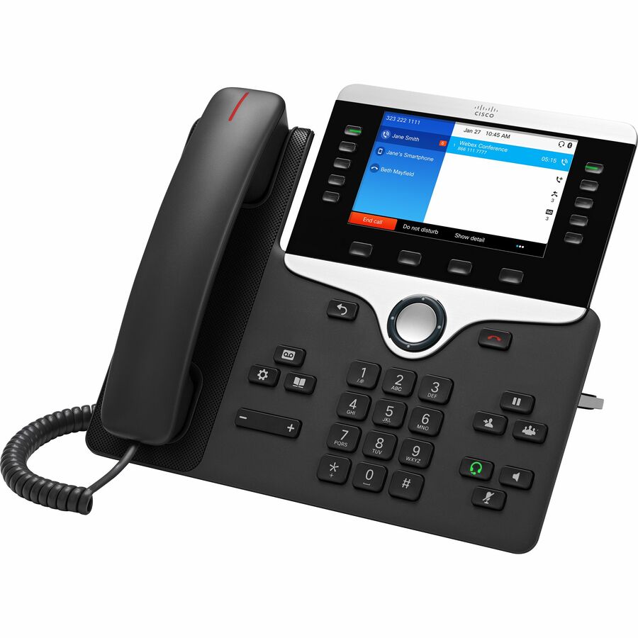Cisco 8851 IP Phone - Corded/Cordless - Corded - Bluetooth - 5 Multiple Conferencing - Desktop, Wall Mountable - Charcoal — CP-8851-3PCC-K9=