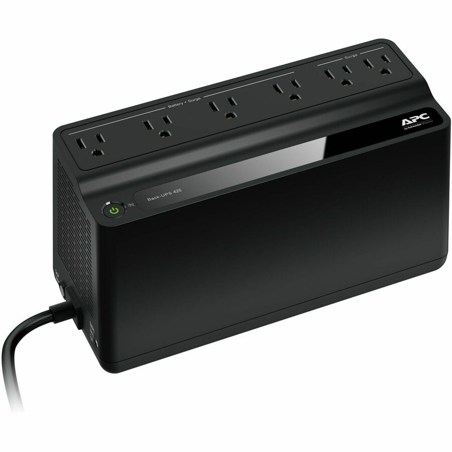 APC Back-UPS 425VA, 120V, 6 NEMA outlets (2 surge), Battery not user replaceable — BE425M