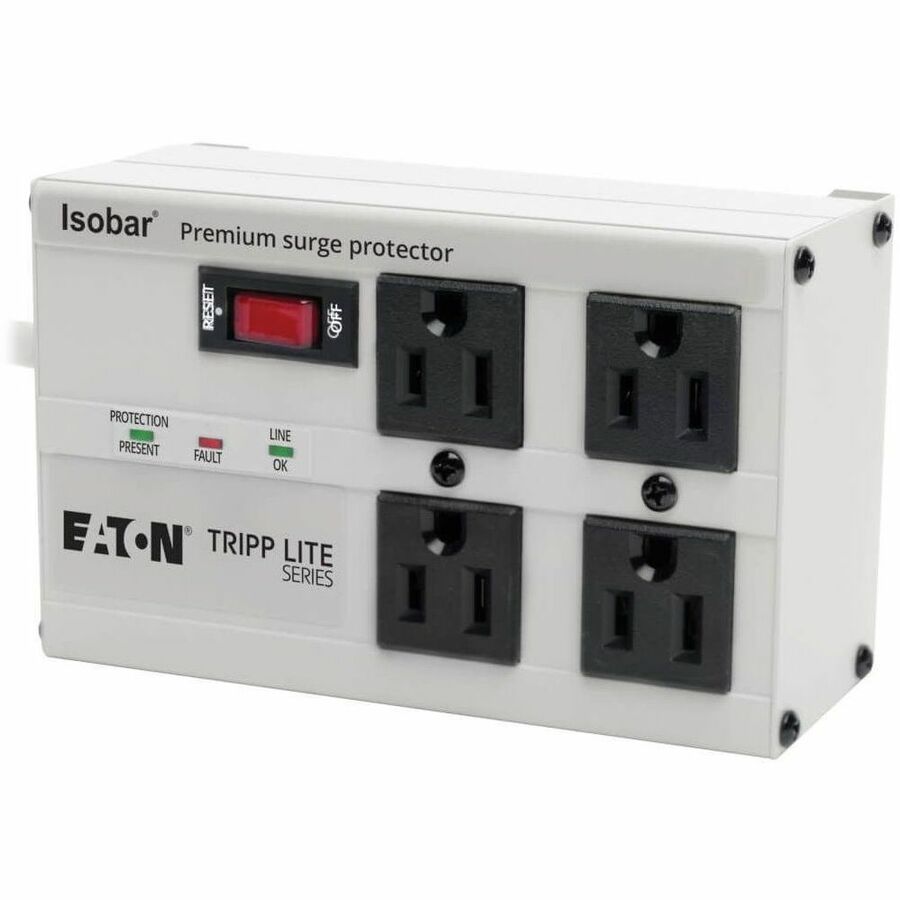 Eaton Tripp Lite Series Isobar 4-Outlet Surge Protector, 6 ft. Cord with Right-Angle Plug, 3330 Joules, Metal Housing — IBAR4