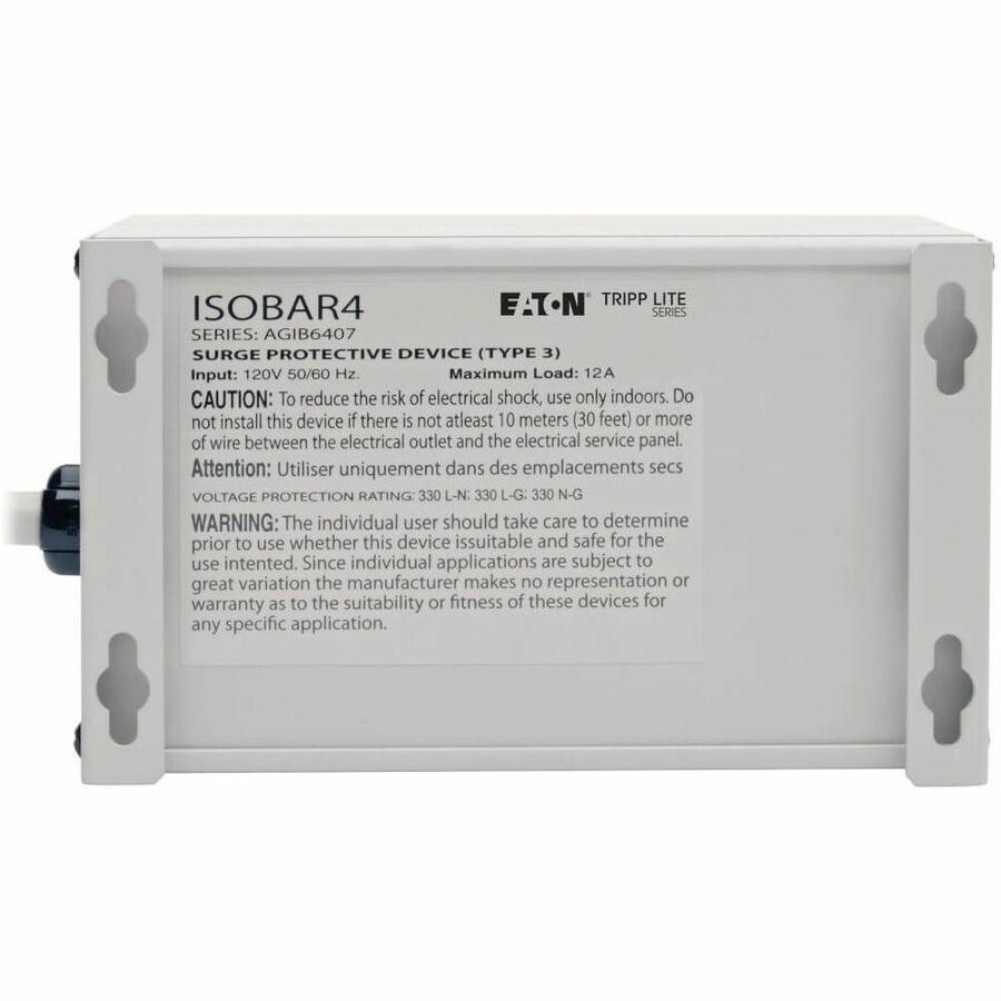 Eaton Tripp Lite Series Isobar 4-Outlet Surge Protector, 6 ft. Cord with Right-Angle Plug, 3330 Joules, Metal Housing — IBAR4