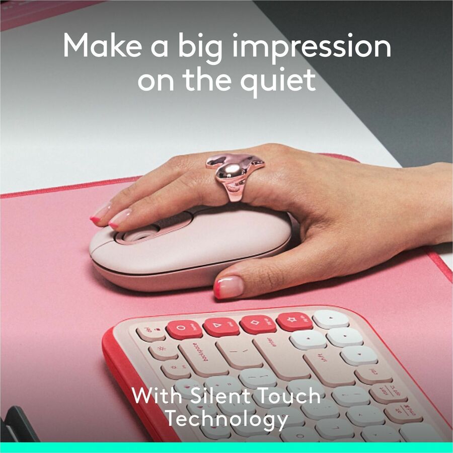 Logitech POP Mouse, Compact and Portable Wireless Bluetooth Mouse With Programmable Buttons and Quiet Clicks, Easy-Switch Between up to 3 Devices, Rose — 910-007409