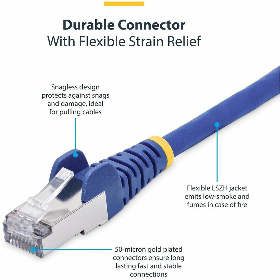 StarTech.com 6in Blue CAT8 Ethernet Cable, Snagless RJ45, 25G/40G 2000MHz, 100W PoE, S/FTP, 26AWG Pure Bare Copper, LSZH Network Patch Cord — NLBL-6IN-CAT8-PATCH