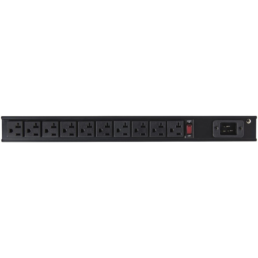 StarTech.com 10 Outlet Rack Mount Power Strip 125V/16 Amp, 1U Horizontal 19" Rackmount PDU, NEMA 5-20P Input, 10x NEMA 5-15/20R Outlets — RKPW101920