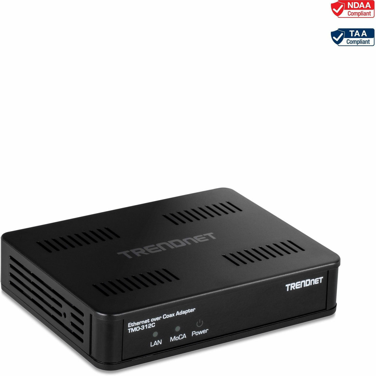 TRENDnet Ethernet Over Coax MoCA 2.5 Adapter, TMO-312C, Backward Compatible with MoCA 2.0/1.1/1.0, RJ-45 Gigabit LAN Port, Supports Net Throughput up to 1Gbps, Support up to 16 Nodes, Black — TMO-312C