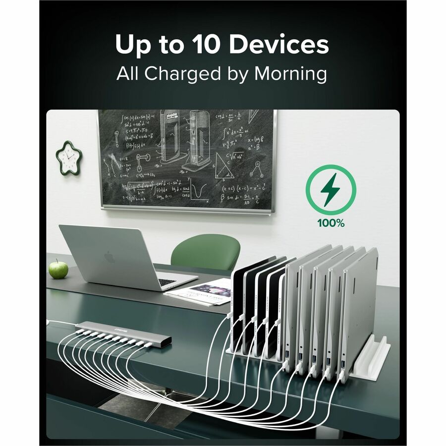 Plugable 10 Port USB C Charging Station, Up to 100W Charger for Multiple Devices with Priority Charging — PS-10CC