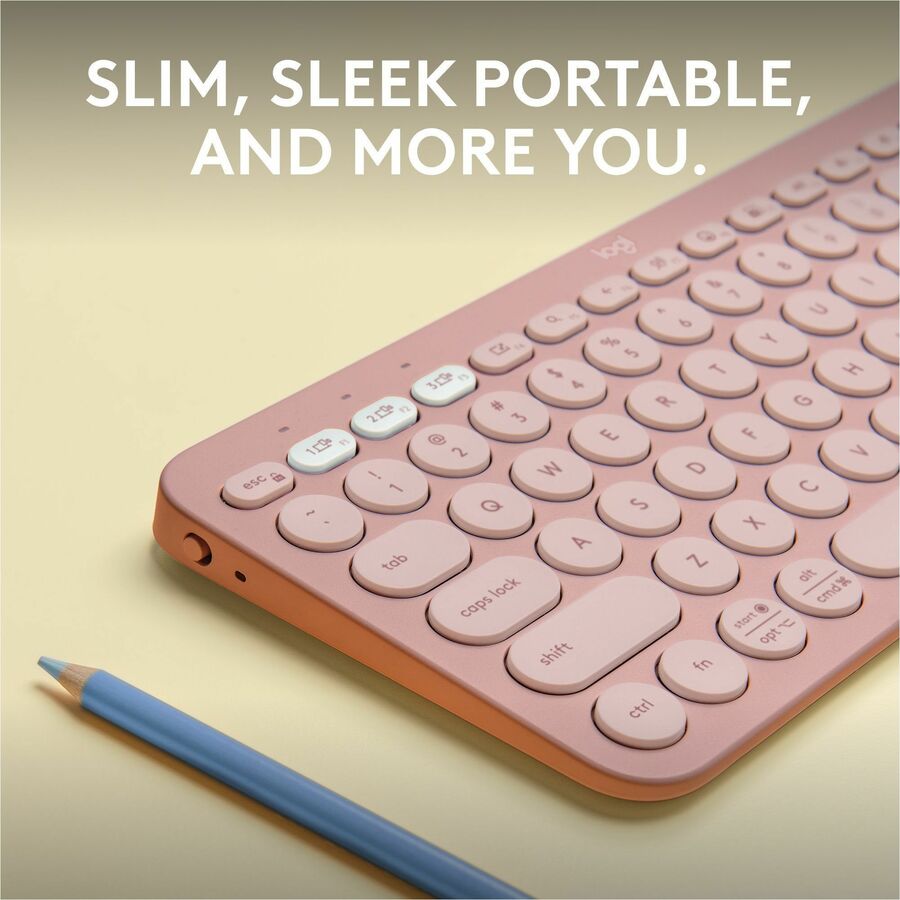 Logitech Pebble Keys 2 K380s, Multi-Device Bluetooth Wireless Keyboard with Customizable Shortcuts, Tonal Rose — 920-011777