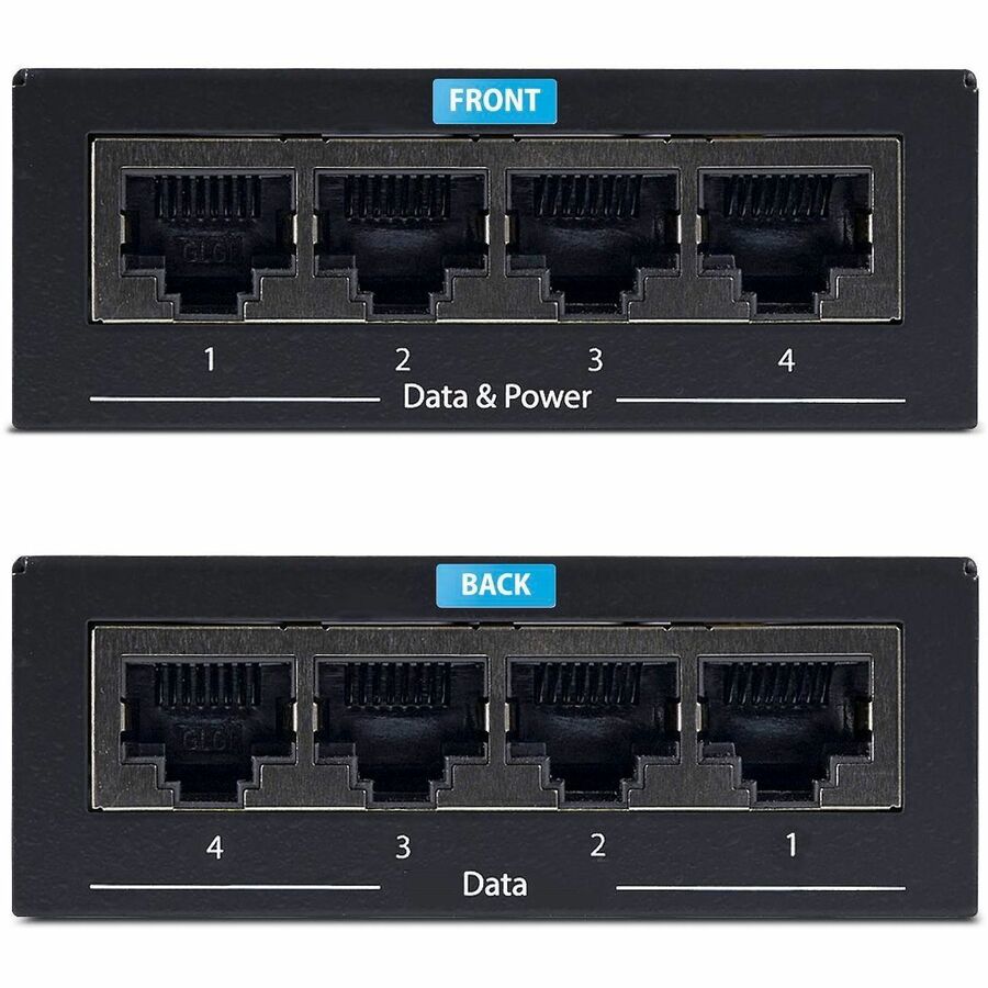 StarTech.com 4-Port Gigabit Midspan, PoE+ Injector, 802.3at & 802.3af, Wall-Mountable Power over Ethernet Midspan, TAA Compliant — POEINJ4G-US