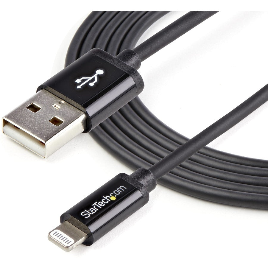StarTech.com 2m (6ft) Long Black Apple�® 8-pin Lightning Connector to USB Cable for iPhone / iPod / iPad — USBLT2MB