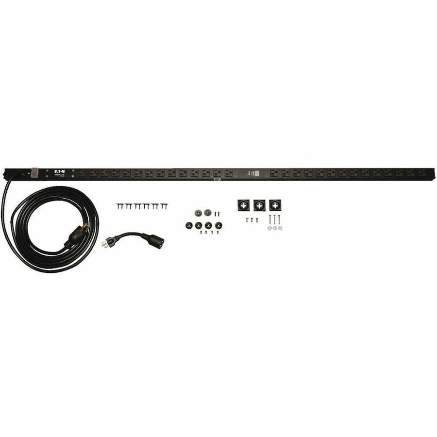 Eaton Tripp Lite Series 1.9kW Single-Phase Local Metered PDU, 120V Outlets (28 5-15/20R), L5-20P/5-20P Adapter, 15 ft. (4.57 m) Cord, 0U Vertical — PDUMV20