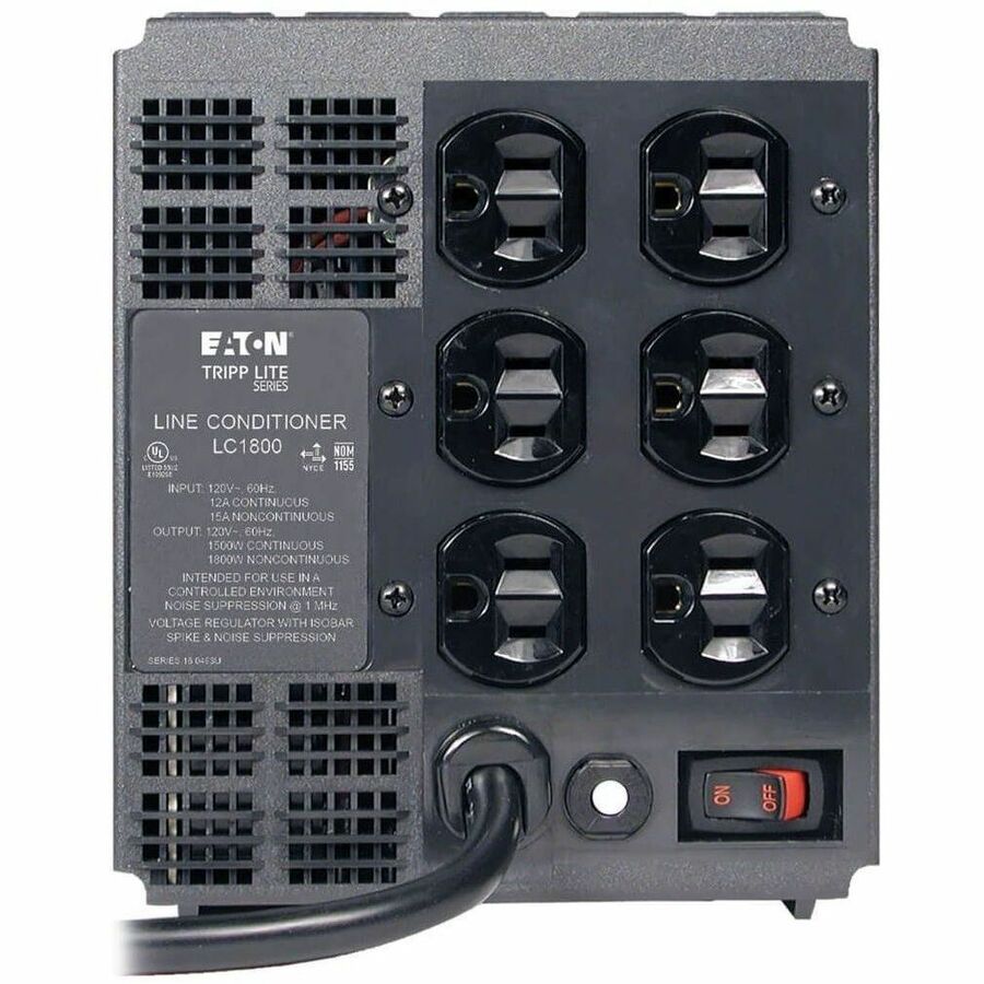 Eaton Tripp Lite Series 1800W 120V Power Conditioner with Automatic Voltage Regulation (AVR), AC Surge Protection, 6 Outlets — LC1800