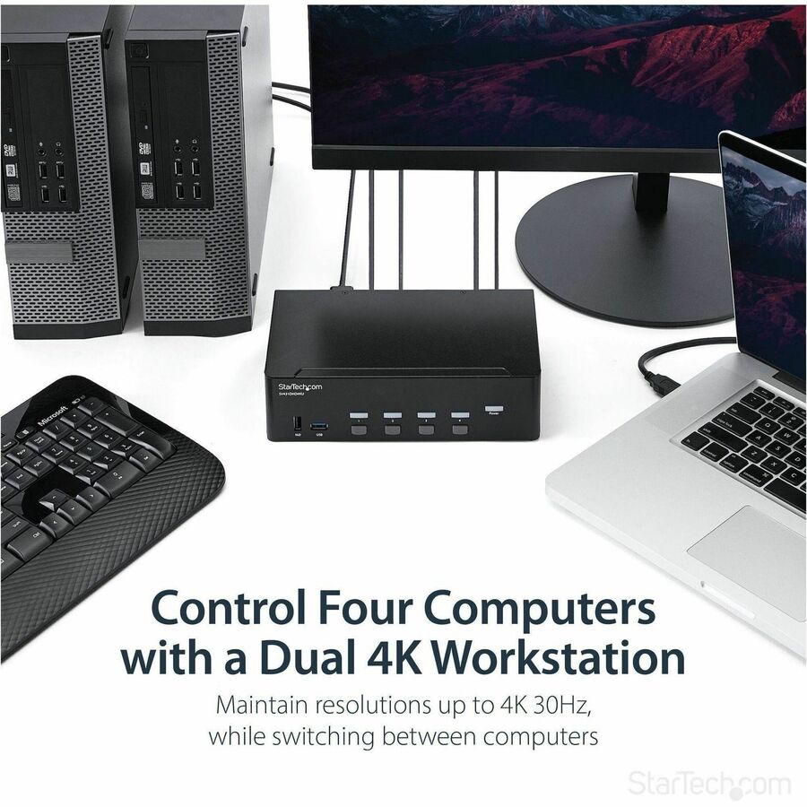 StarTech.com 4 Port HDMI KVM Switch - 4K 30Hz - Dual Display — SV431DHD4KU
