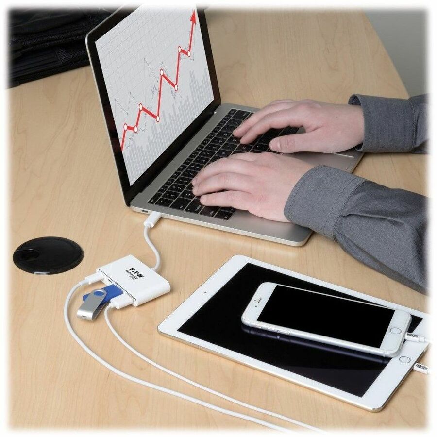 Eaton Tripp Lite Series 4-Port USB-C Hub, USB 3.x (5Gbps), 2x USB-A, 2x USB-C, White — U460-004-2A2C