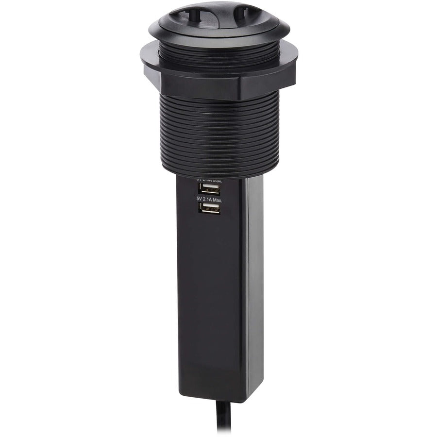 Eaton Tripp Lite Series Power It! 2-Outlet Pop-Up Power and Charging Dock - 2x USB-A, 6 ft. Cord, Antimicrobial Protection, Black — PS22POPAM