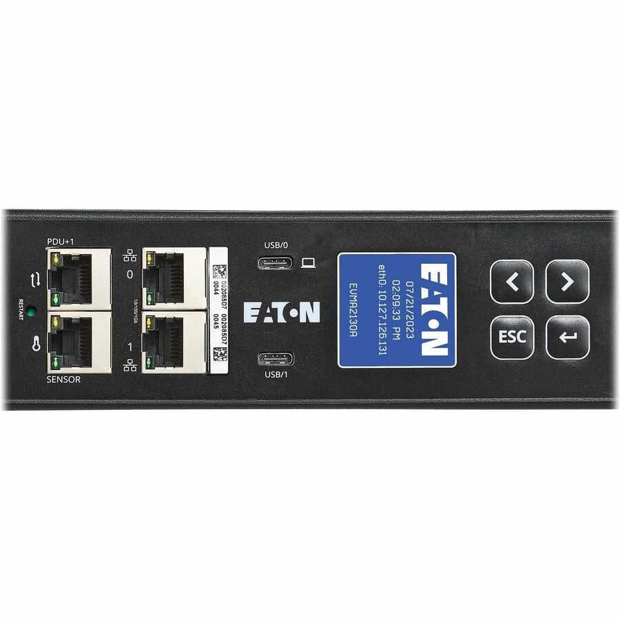 Eaton 3-Phase Managed Rack PDU G4, 120/208V, 24 Outlets, 24A, 8.6kW, L21-30 Input, 10 ft. Cord, 0U Vertical — EVMA2130A