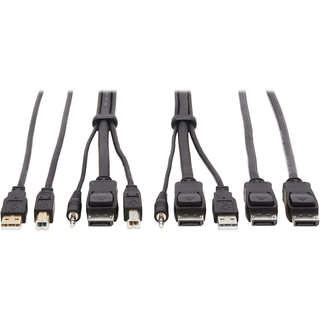 Eaton Tripp Lite Series DisplayPort KVM Cable Kit - DP, USB, 3.5 mm Audio (3xM/3xM) + USB (M/M) + DP (M/M), 4K, 10 ft. (3.05 m), Black — P783-010-DPU