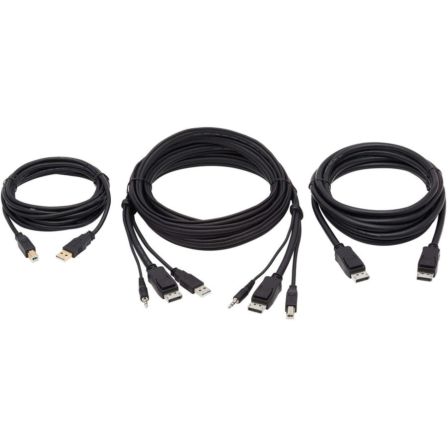 Eaton Tripp Lite Series DisplayPort KVM Cable Kit - DP, USB, 3.5 mm Audio (3xM/3xM) + USB (M/M) + DP (M/M), 4K, 10 ft. (3.05 m), Black — P783-010-DPU