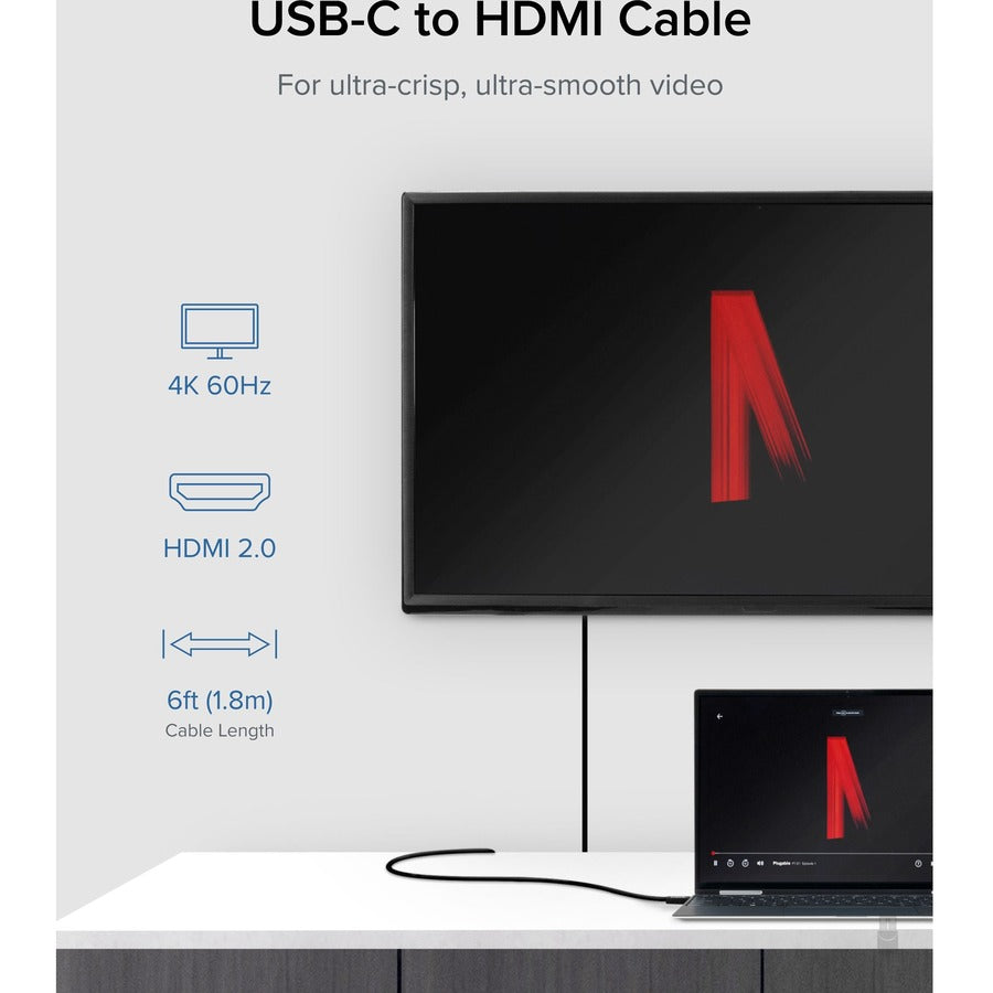 Plugable USB C to HDMI Adapter Cable - Connect USB-C or Thunderbolt 3 Laptops to HDMI Displays up to 4K@60Hz — USBC-HDMI-CABLE