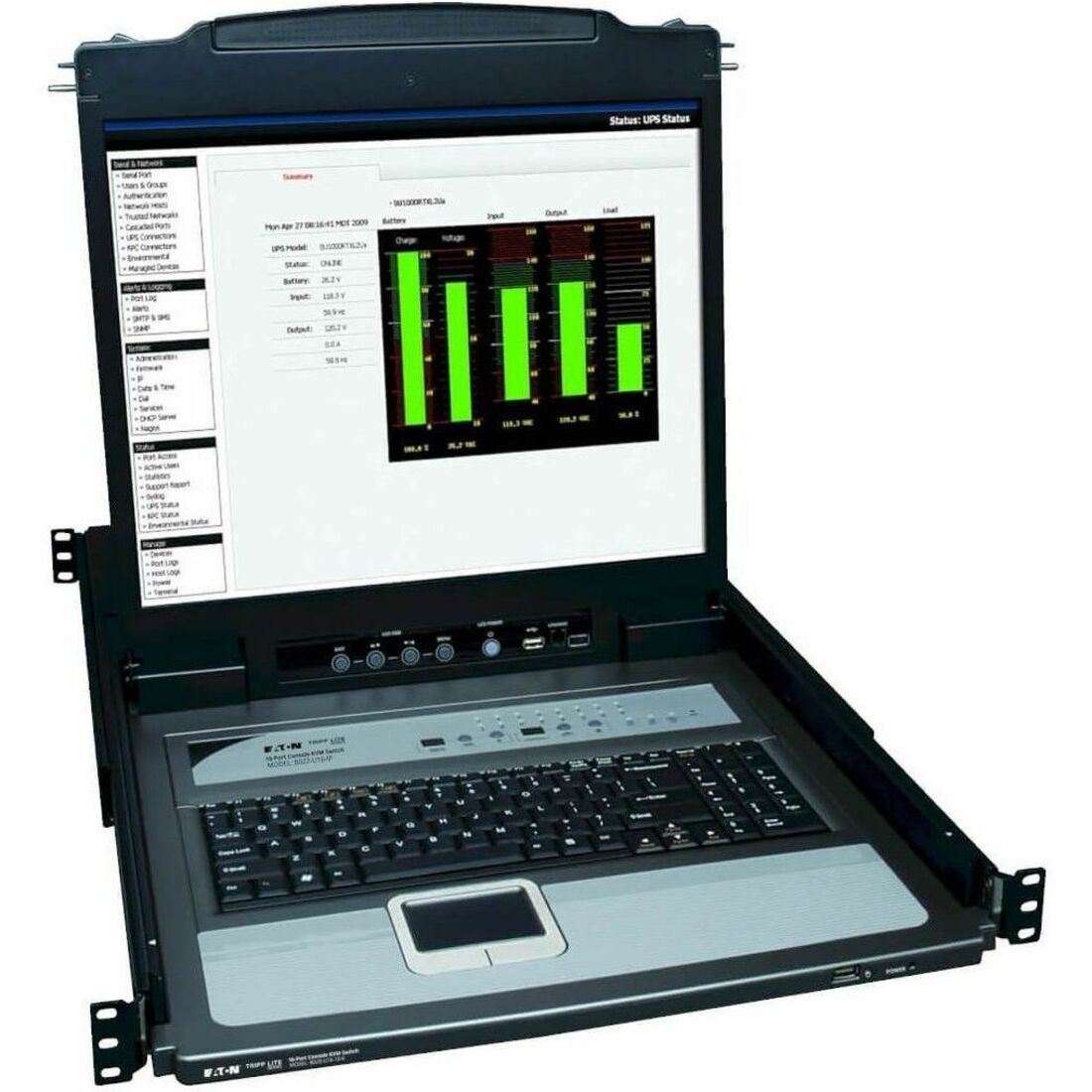 Eaton Tripp Lite Series NetDirector 16-Port 1U Rack-Mount Console KVM Switch with 19-in. LCD + 8 PS2/USB Combo Cables, TAA — B020-U16-19-K