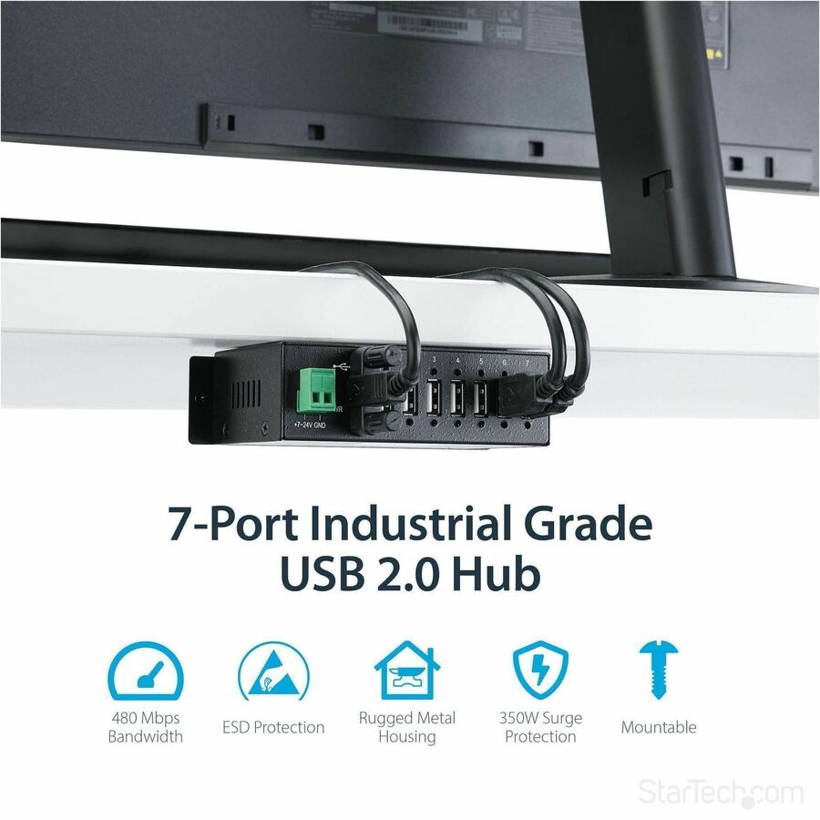 StarTech.com Mountable Rugged Industrial 7 Port USB 2.0 Hub — ST7200USBM