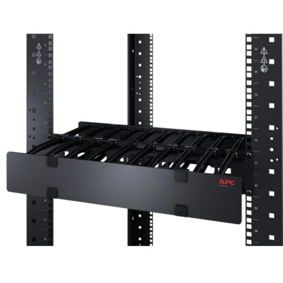 APC NetShelter Cable Management, Horizontal Cable Manager, 2U, Single Side with Cover, Black, 483 x 88 x 110 mm — AR8600A