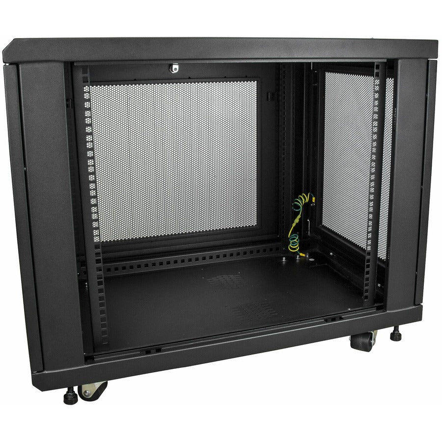 StarTech.com 12U 19" Server Rack Cabinet 4 Post Adjustable Depth 2-30" w/Casters/Cable Management/1U Shelf, Locking Doors and Side Panels — RK1233BKM