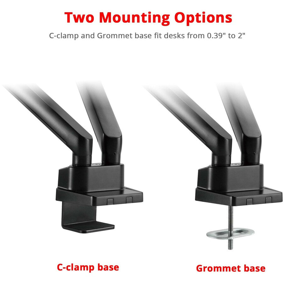 SIIG Aluminum Mechanical Spring Dual Monitor Mount - 17" to 32 - 17.6 lbs - Top Mounting — CE-MT2U12-S1