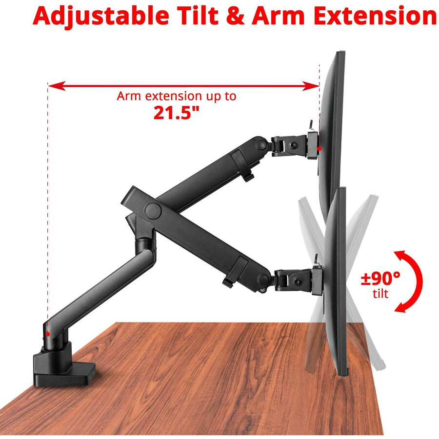 SIIG Aluminum Mechanical Spring Dual Monitor Mount - 17" to 32 - 17.6 lbs - Top Mounting — CE-MT2U12-S1