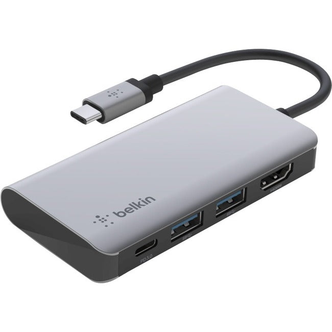 Belkin USB-C 4-in-1 Multiport Adapter, Laptop Docking Station, 2x USB-A 3.0, 4k HDMI, 100W Power Delivery — AVC006btSGY
