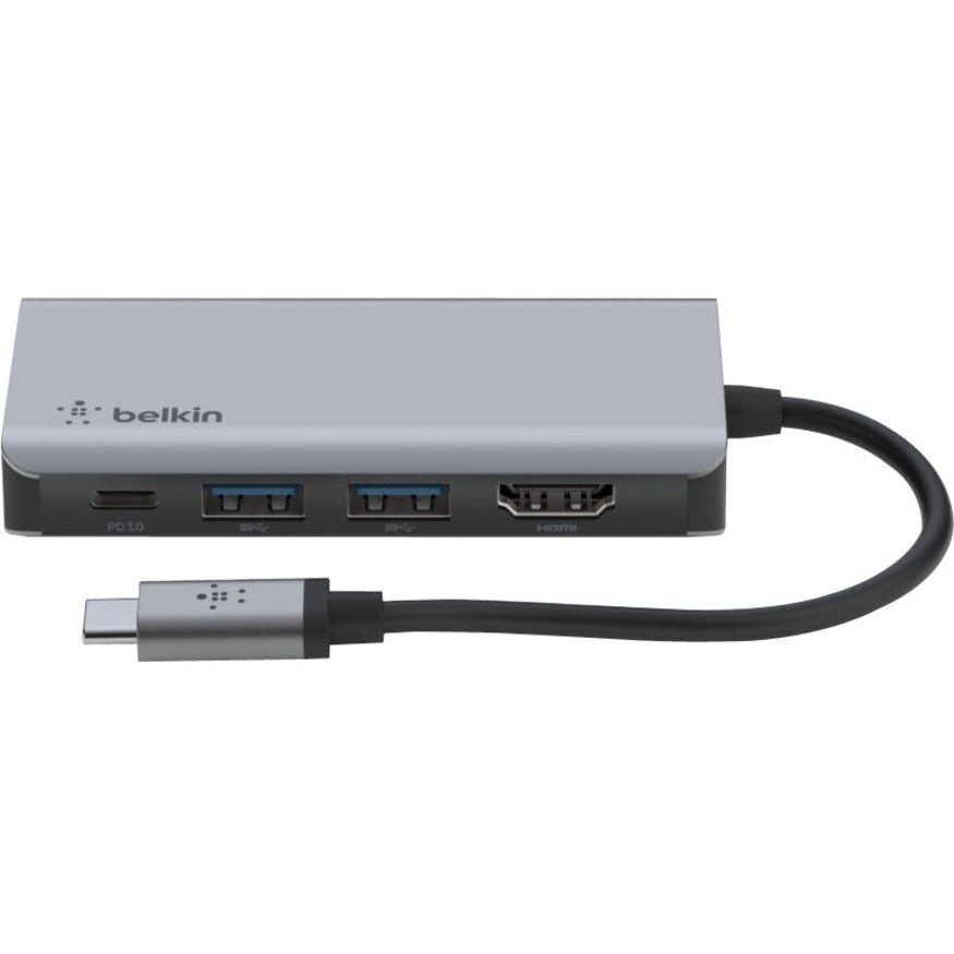 Belkin USB-C 4-in-1 Multiport Adapter, Laptop Docking Station, 2x USB-A 3.0, 4k HDMI, 100W Power Delivery — AVC006btSGY