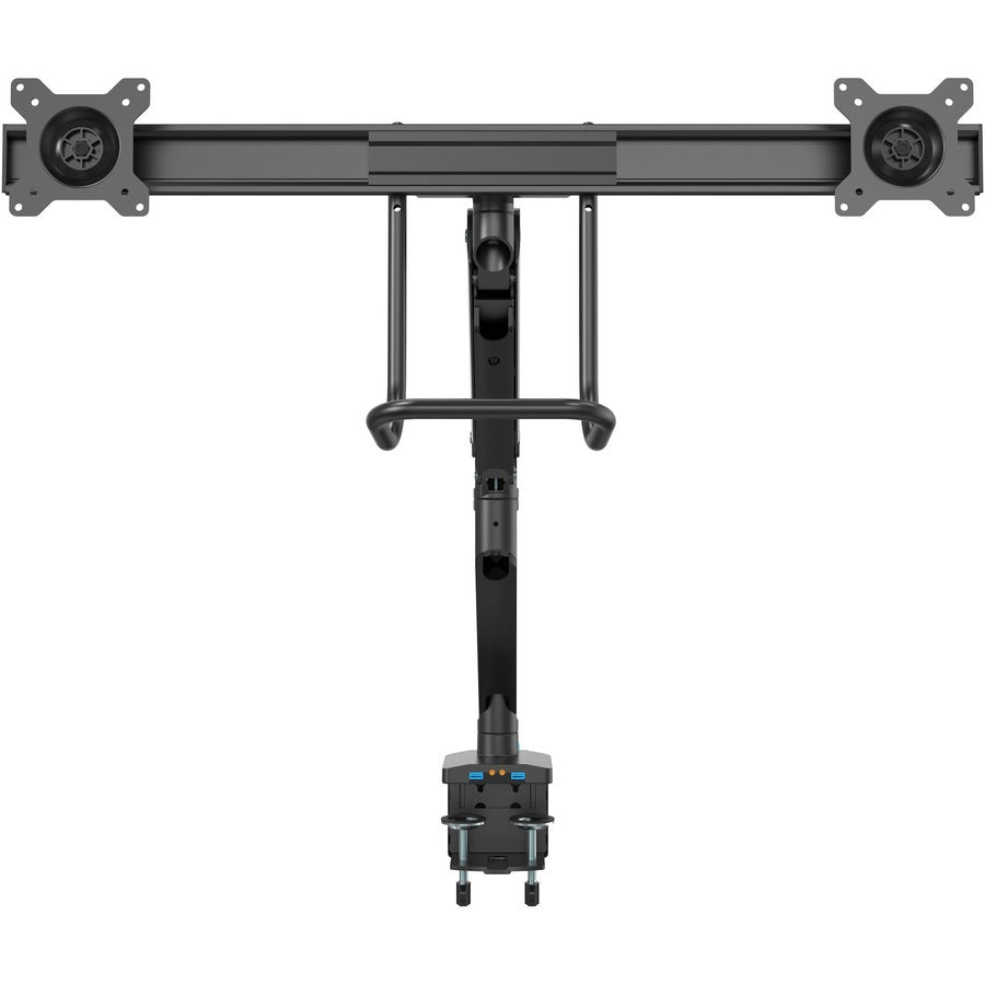 StarTech.com Desk Mount Dual Monitor Arm with USB & Audio, Slim Dual Monitor VESA Mount up to 32" (17.6lb/8kg) Displays, C-Clamp/Grommet — ARMSLIMDUAL2USB3