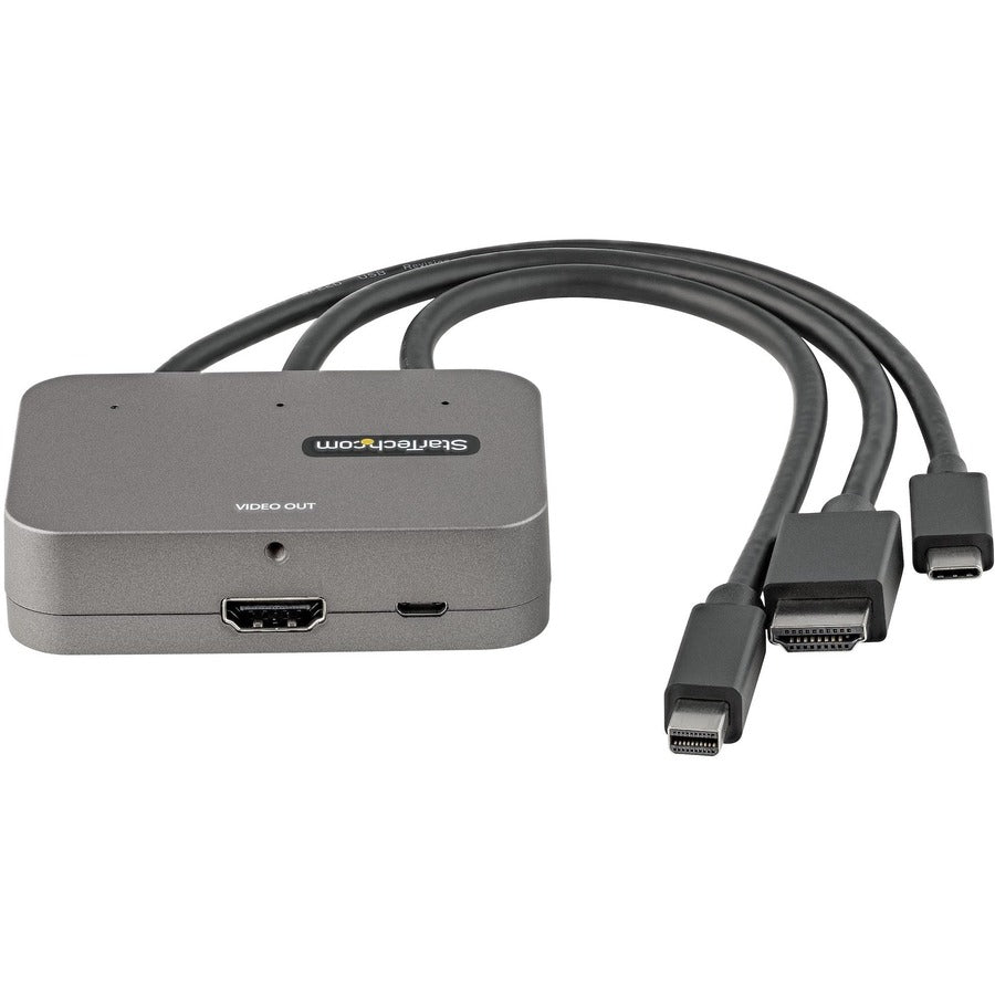 StarTech.com 3-in-1 Multiport to HDMI Adapter, 4K 60Hz USB-C, HDMI or Mini DP to HDMI Video Converter, Conference Room Digital AV Adapter — CDPHDMDP2HD