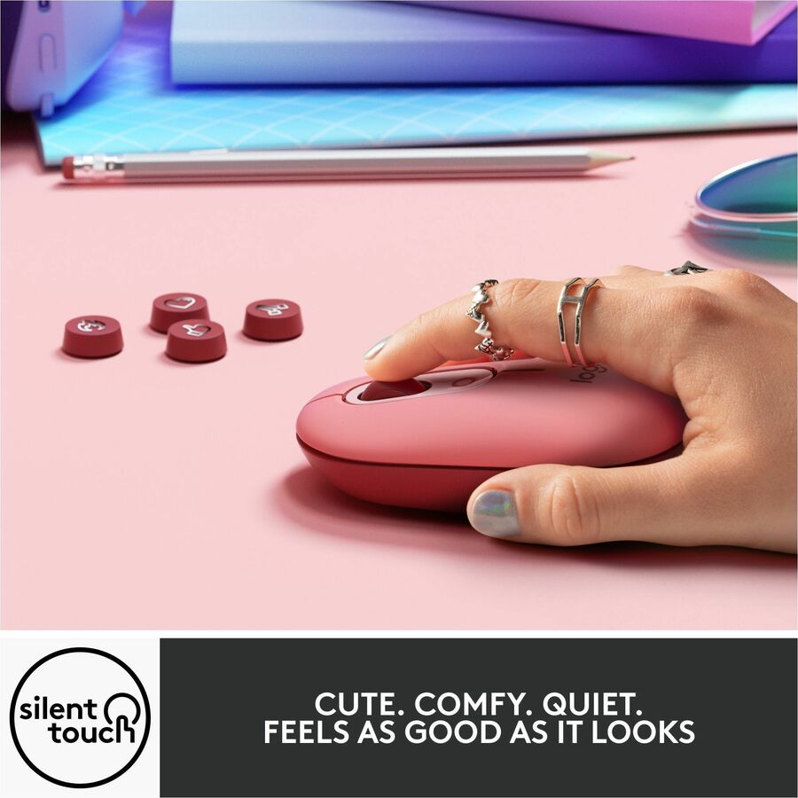 Logitech POP Mouse, Wireless Mouse with Customizable Emojis, SilentTouch Technology, Precision/Speed Scroll, Rose — 910-006545
