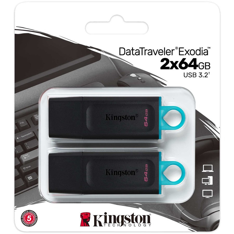 Kingston DataTraveler Exodia 64GB USB 3.2 (Gen 1) Flash Drive — DTX/64GB-2P