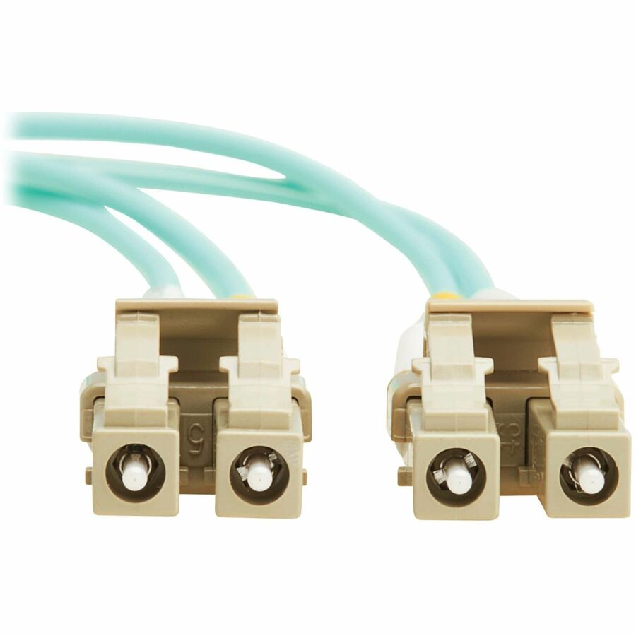 Eaton Tripp Lite Series 10Gb/40Gb/100Gb Duplex Multimode 50/125 OM4 LSZH Fiber Patch Cable (LC/LC), Aqua, 3M (9.8 ft.), TAA — N820-03M-OM4TAA