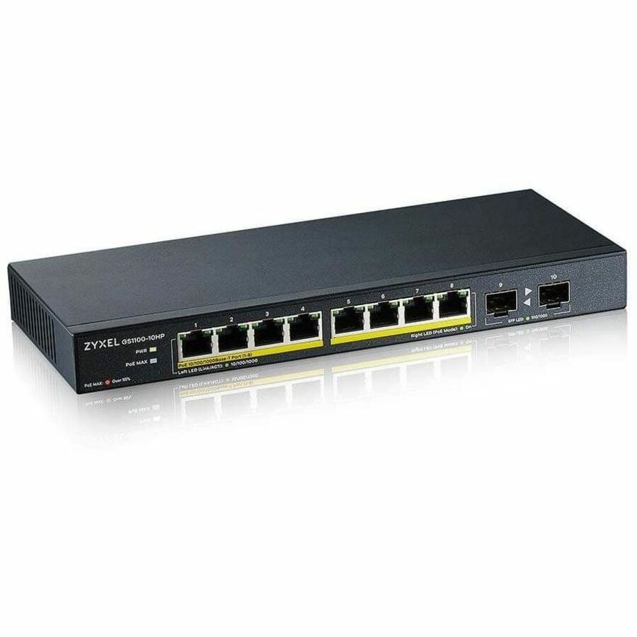 ZYXEL GS1100-10HP 8-Port Gigabit PoE Switch | 8 PoE+ Ports at 130W with 2 SFP Uplinks — GS1100-10HP